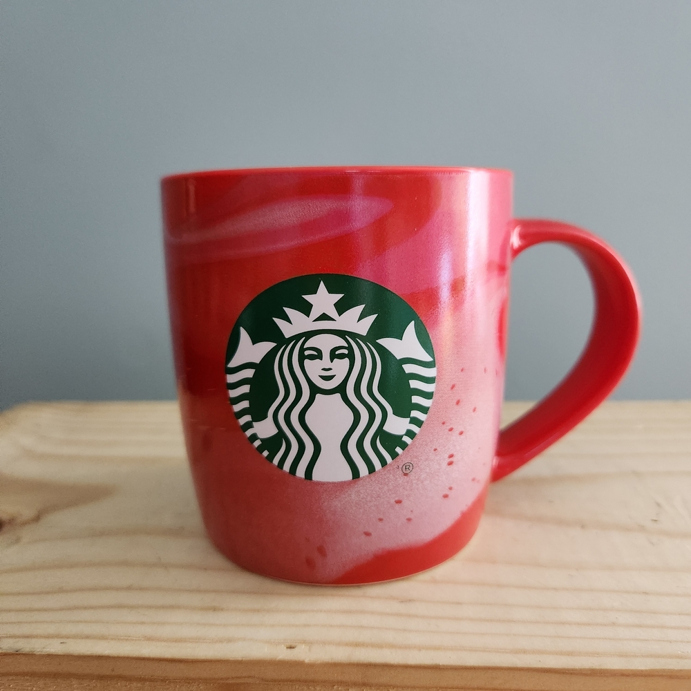 Starbucks 2024 Red and Pink Marble Swirl Ceramic Mug